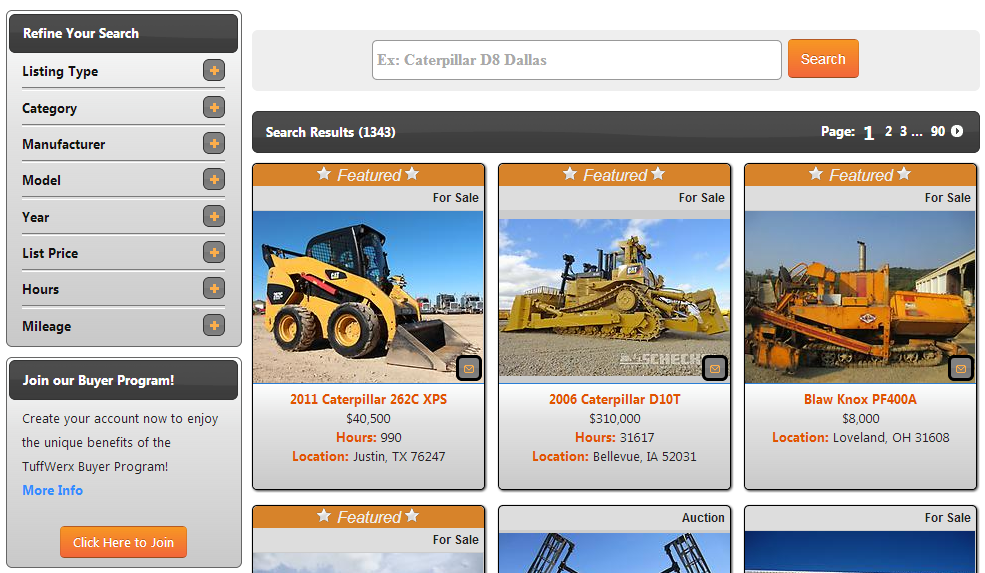 Used Heavy Equipment for Sale from TuffWerx