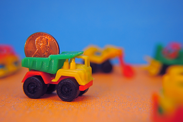 Toy Dump Truck Carrying Penny