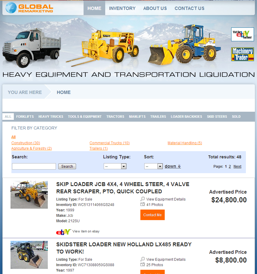 Use Our Virtual Showroom to Display Equipment Listings on Your Website